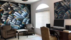 Mural art and fine art for an art collector in Irvine, Orange County
