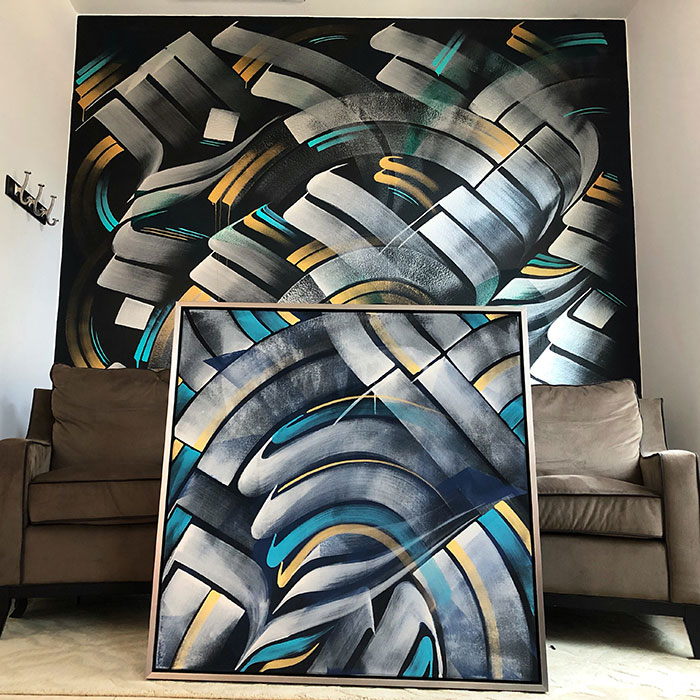 Mural art and fine art for an art collector in Irvine, Orange County
