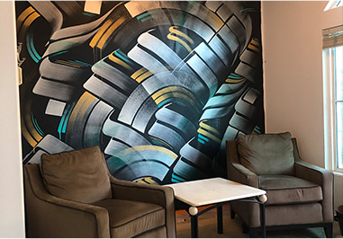 Mural inside an art collectors residence in Irvine