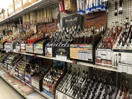 Art supply warehouse paintbrushes