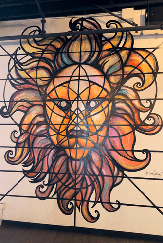 Lion sacred geometry wall art by Kim Tabay
