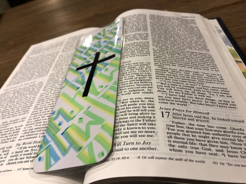 Zak Perez's calligraphy bookmark in bible