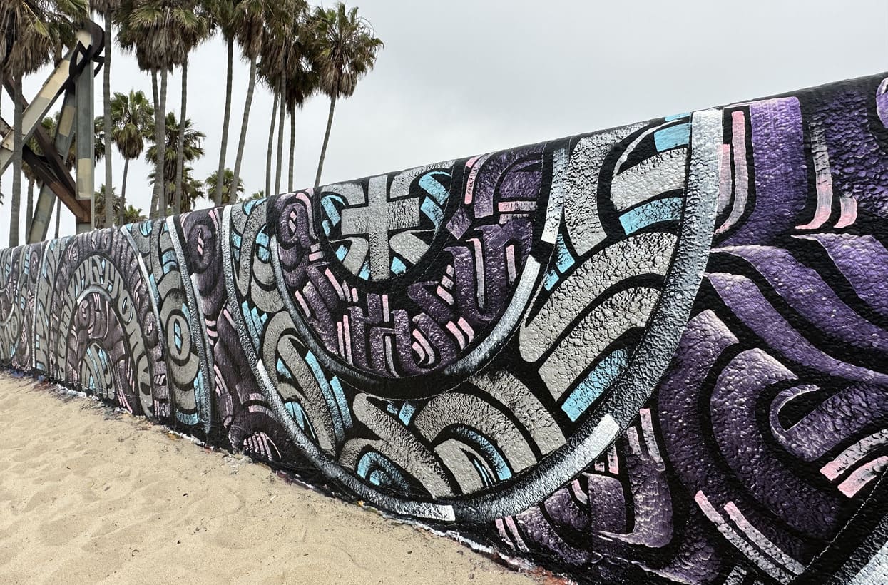 Zak Perez's calligraffiti mandala mural in Venice Beach