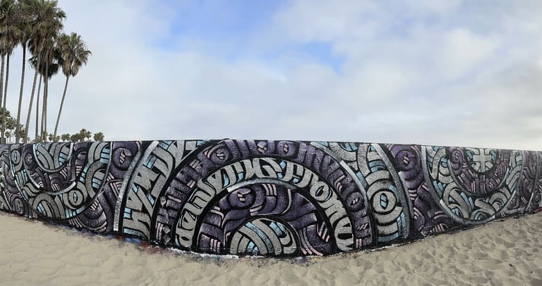 Mandala calligraffiti mural at Venice Beach by Zak Perez