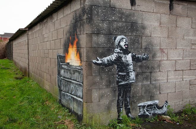 Banksy Snow graffiti