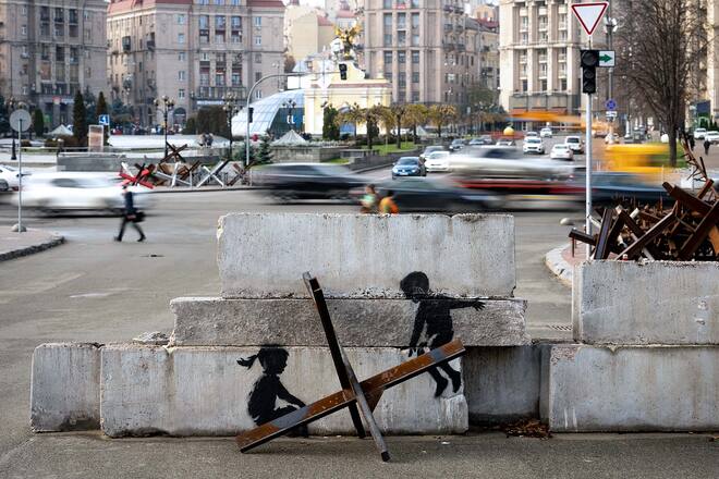 Banksy street graffiti in Ukraine