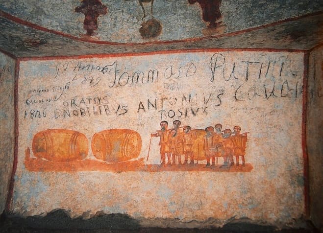 Early graffiti in the Catacombs of Rome