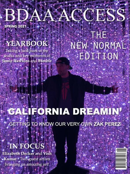 Zak Perez on the cover of an online art magazine called BDAA Access