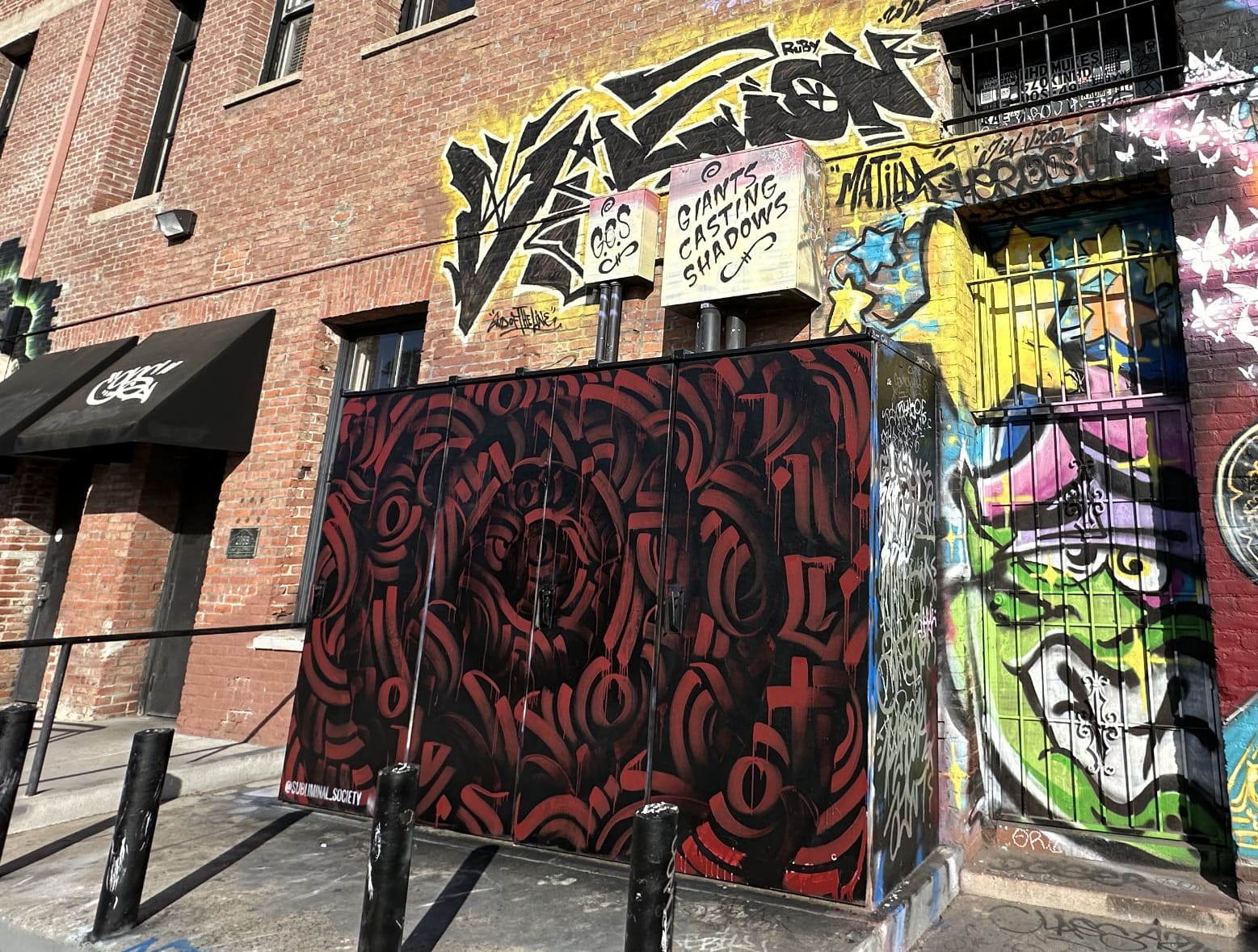 Graffiti mandala mural in front of GCS in Downtown Santa Ana by Zak Perez