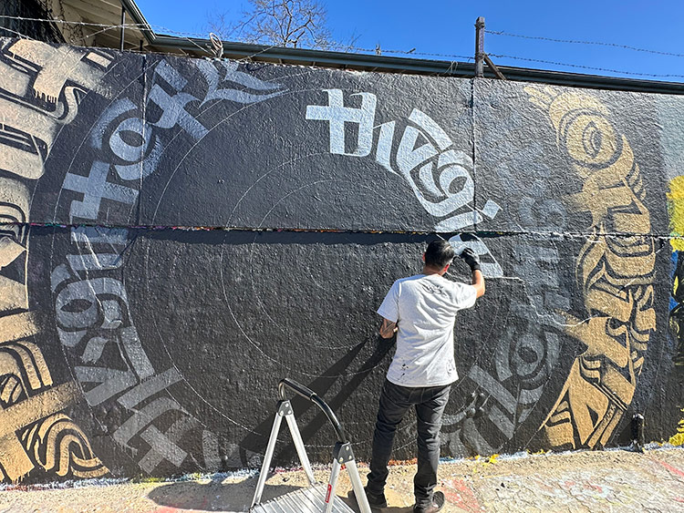 Graff Lab mandala mural by Zak Perez
